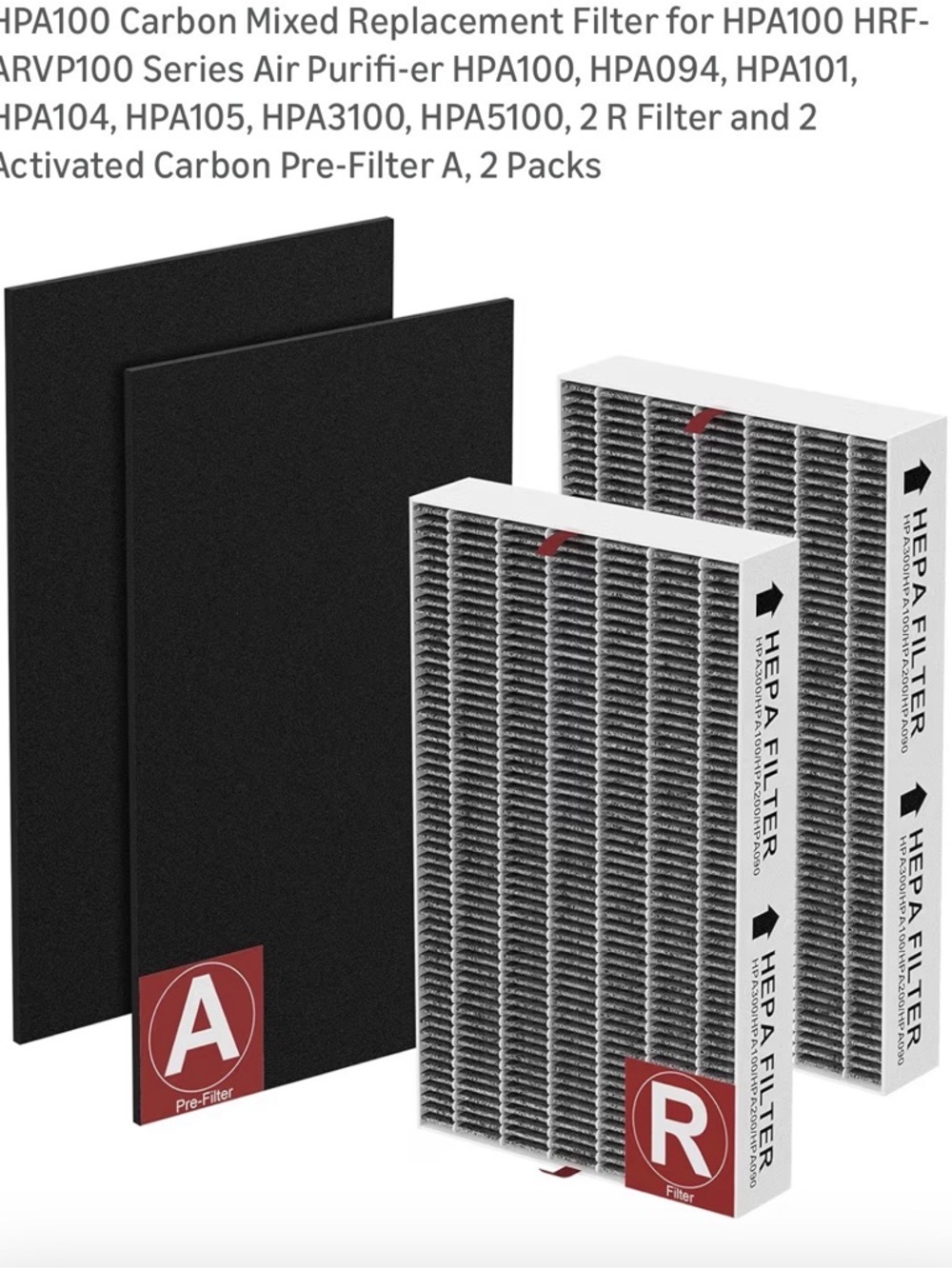 Carbon Mixed Replacement Filter HPA100 HRF-ARVP100 2 R Filter & 2 Pre- Filter A